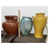 (3) Glazed Pottery Vases