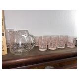 Vintage Pink Spatterware Lemonade Set (9 Pc)