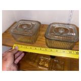 (2) Vintage Refrigerator Dishes w Lids