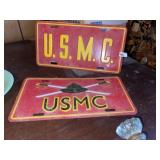 (2) Metal USMC Plates