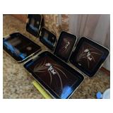 (2) Sets of Black Laquer Serving Trays