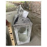 Distressed White Metal Lantern