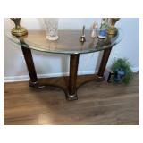 Nice 1/2 Moon Console Table w/ Beveled Glass Top