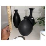 3 Black Decorator Vases