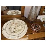 Vintage Ceramic Plaque ~ Wood Box & Misc in Grp