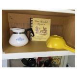 Corning Tea Pot ~ Cookbook & Tuppereware Strainer