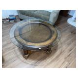 Center Cocktail Drink Table w/ Beveled Glass Top