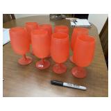 Vintage Red Glass Frosted Stems