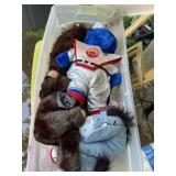 Large Storage Tote/Lid & Stuffed Animals