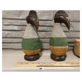 Pr of Wood & Beaded Bird Decor