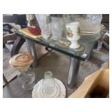 Heavy Glass Top Side Table