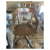 Antique Oak Bankers Swivel Chair