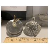 (2) Glass Apple Paper Weights