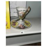 Antique German Pedestal Cup & Saucer