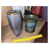 (2) Glazed Pottery Decorator Vases
