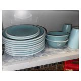 Heavy Aqua Stone Ware Dinner Set
