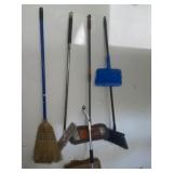Mops & Brooms on Wall + Mop Bucket
