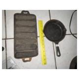 Cast Iron Corn Stick Pan & Sm Skillet