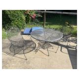 Wrought Iron Patio Table & 2 Arm Chairs
