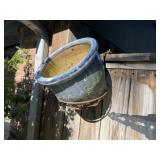 Glazed Planter & Iron Wall Bracket