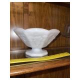 Vintage Anchor Hocking Pedestal Milk Glass Bowl