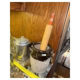 Vintage Crock ~ Coffee Pot & Rolling Pin