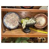 Centerpiece Pedestal Bowl + 2 Plates on Easels