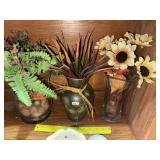 (5) Glass Vases & Arrangements