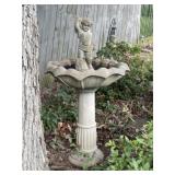 Concrete Bird Bath W Cherub