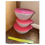 (3) Tupperware Bowls & Lids (Pink)