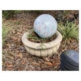Glass Gazing Ball & Concrete Planter