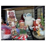 Misc Christmas Decor on 3 Shelves