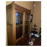 Antique Double Door Carved Display Cabinet