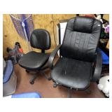 (2) Black Leather Computer Chairs
