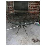 Iron Base Patio Table w Glass Top