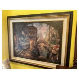 Large Framed Canvas Painting (Over the Bridge)