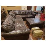 Brown Leather Sectional Sofa & Ottoman (See below)