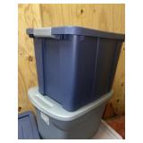 (2) Large Storage Totes & Lids (Blue & Gray)
