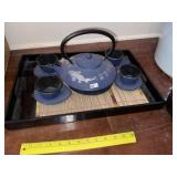 Cast Iron Tea Set & Tray (Enamel over Cast Iron)