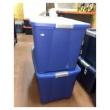 (2) Large Storage Totes & Lids (Blue)