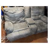 Gray Suede Reclining Loveseat