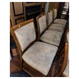 Set 4 Wood & Suede Dining Chairs