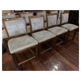 Set 4 Wood & Suede Dining Chairs