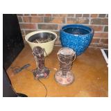(2) Glass Bird Feeders & Planters