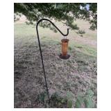 (3) Glass Bird Feeders & 1 Iron Shepherd Hook