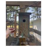 Wood Bird House & Feeder