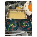 Glazed Stone Bowl & Casserole Dish