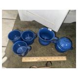 Granite Ware Coffee Cups + Sugar & Creamer