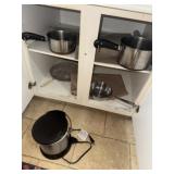 Stainless Fish Cooker + Pans in Cabinet