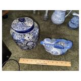 Blue & White Jar & Bird Tea Pot